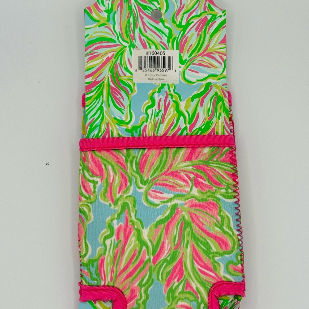 2 Lilly Pulitzer Drink Huggers Pink Floral Bottle Can Beverage Sleeve Pair - Picture 5 of 5